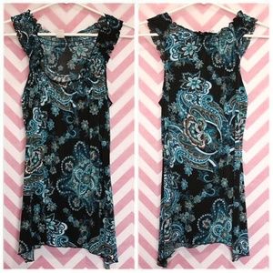 Floral/Paisley Sharkbite Hem Sleeveless Top Size M